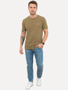Camiseta King & Joe Masculina Estonada Basic Light Small Logo Marrom