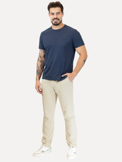 Calça Calvin Klein Masculina Linen Flamê Com Cadarço Off White