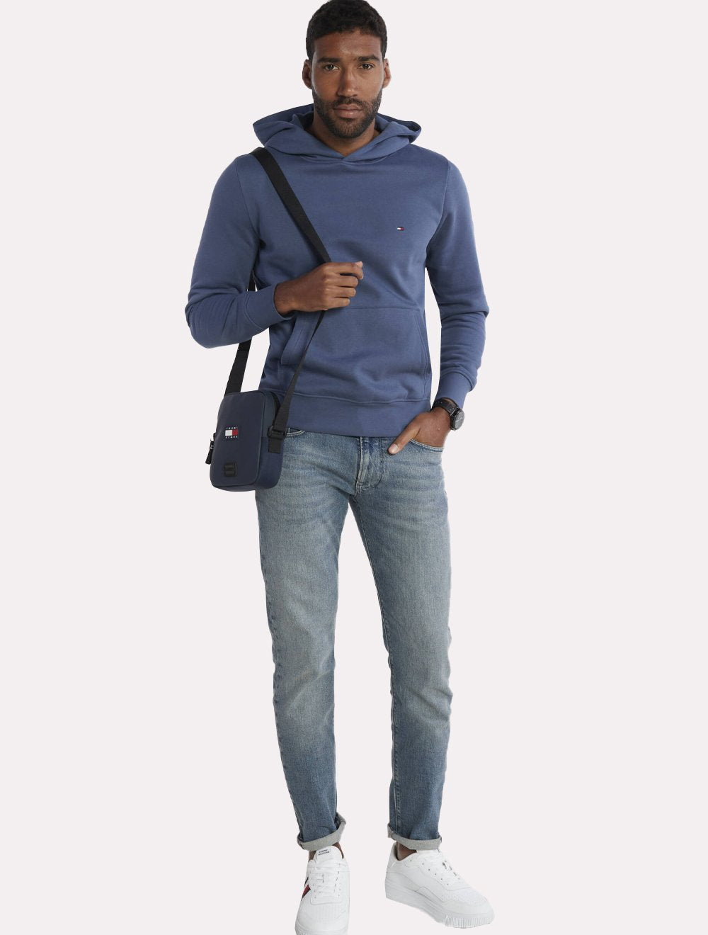 Moletom Tommy Hilfiger Masculino Flag Logo Hoody Azul Índigo