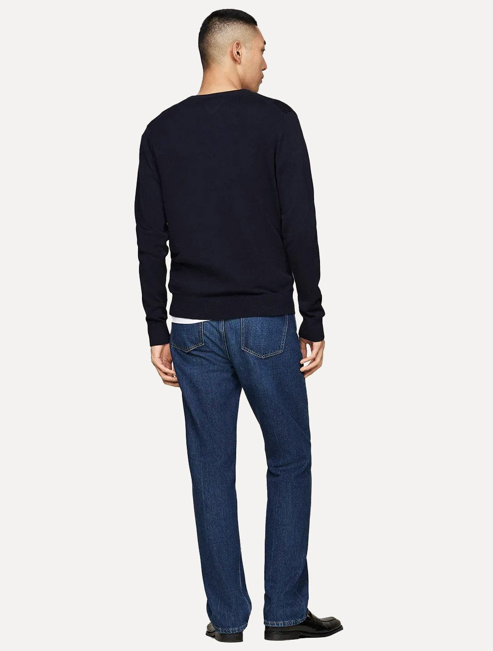 Suéter Tommy Hilfiger Masculino Essential Cotton V-Neck Azul Marinho
