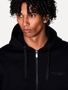Moletom Armani Exchange Masculino Com Capuz Full Zip Subtle Logo Preto