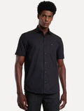 Camisa Aramis Masculina Manga Curta Tricoline Stretch Pocket Preta