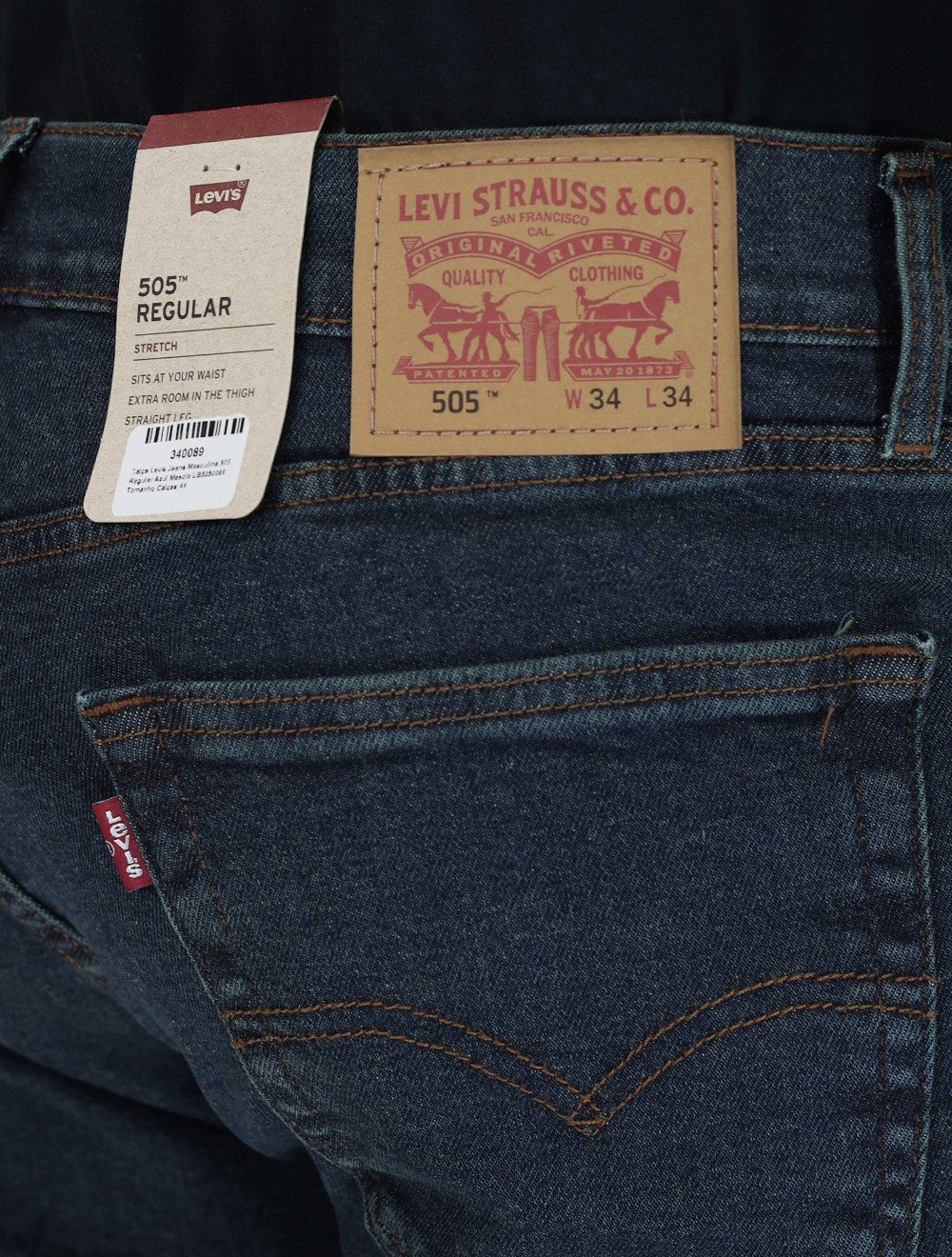 Calça Levis Jeans Masculina 505 Regular Azul Mescla
