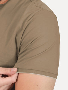 Camiseta Aramis Masculina Grey Friso Gola Mono Logo Marrom