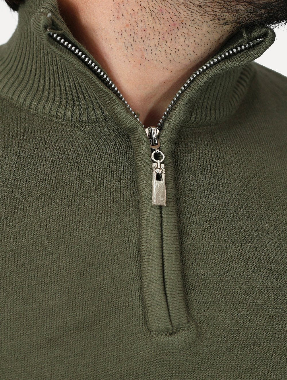 Suéter Dixen Masculino Tricot Half-Zip Gola Alta Verde