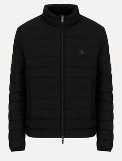 Jaqueta Empório Armani Masculina Matelassê Full-Zip Black Logo Preta