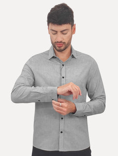 Camisa Calvin Klein Jeans Masculina Slim Tela Algodão Cinza Mescla