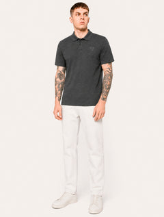 Polo Guess Masculina Piquet Chest Embroidery Logo Cinza Escuro