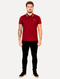 Polo Colcci Masculina Piquet Orange Logo Bordô