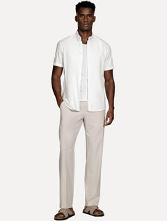 Camisa Aramis Masculina Manga Curta Slim Oxford Planalto Branco