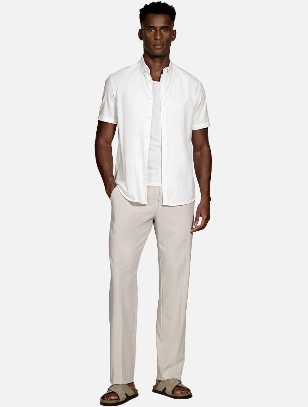 Camisa Aramis Masculina Manga Curta Slim Oxford Planalto Branco