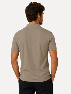 Polo Aramis Masculina Piquet Basic Mono Cáqui Escuro Mescla