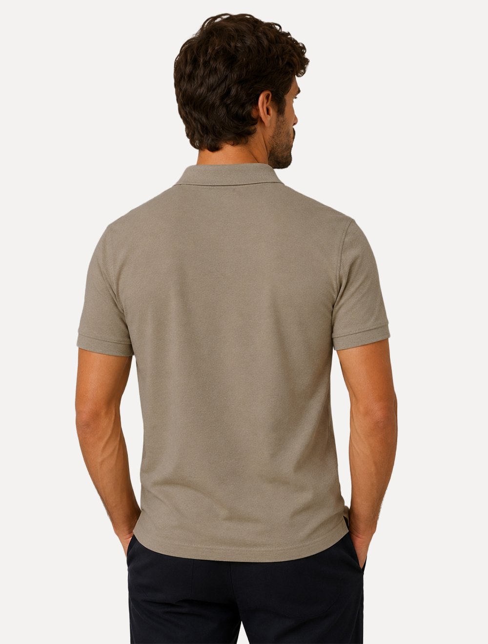 Polo Aramis Masculina Piquet Basic Mono Cáqui Escuro Mescla