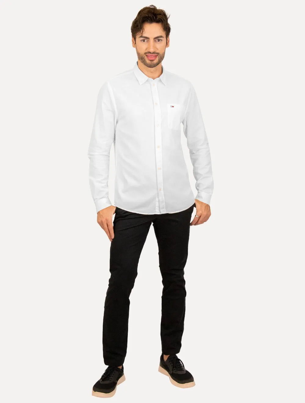 Camisa Tommy Jeans Masculina Regular Classic Oxford Pocket Branca