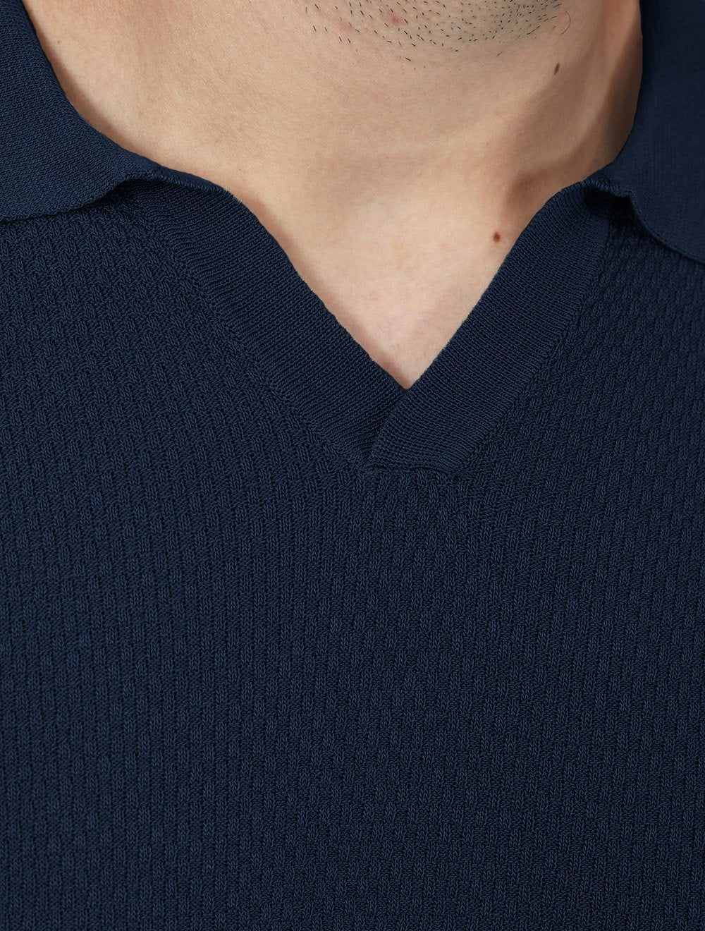 Polo Dixen Masculina Tricot Manga Curta Azul Marinho