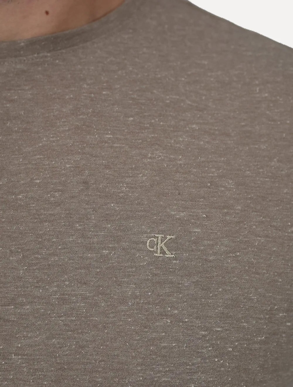 Camiseta Calvin Klein Jeans Masculina Botonê Cáqui