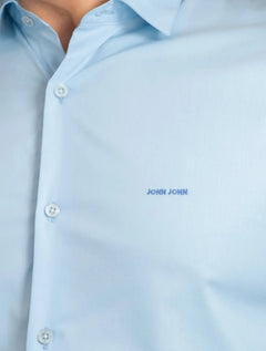 Camisa John John Masculina Slim Blu Logo Azul Claro