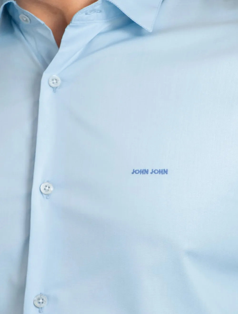 Camisa John John Masculina Slim Blu Logo Azul Claro
