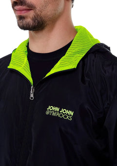 Jaqueta John John Masculina Gym Rocks Capuz Dupla Face Preta