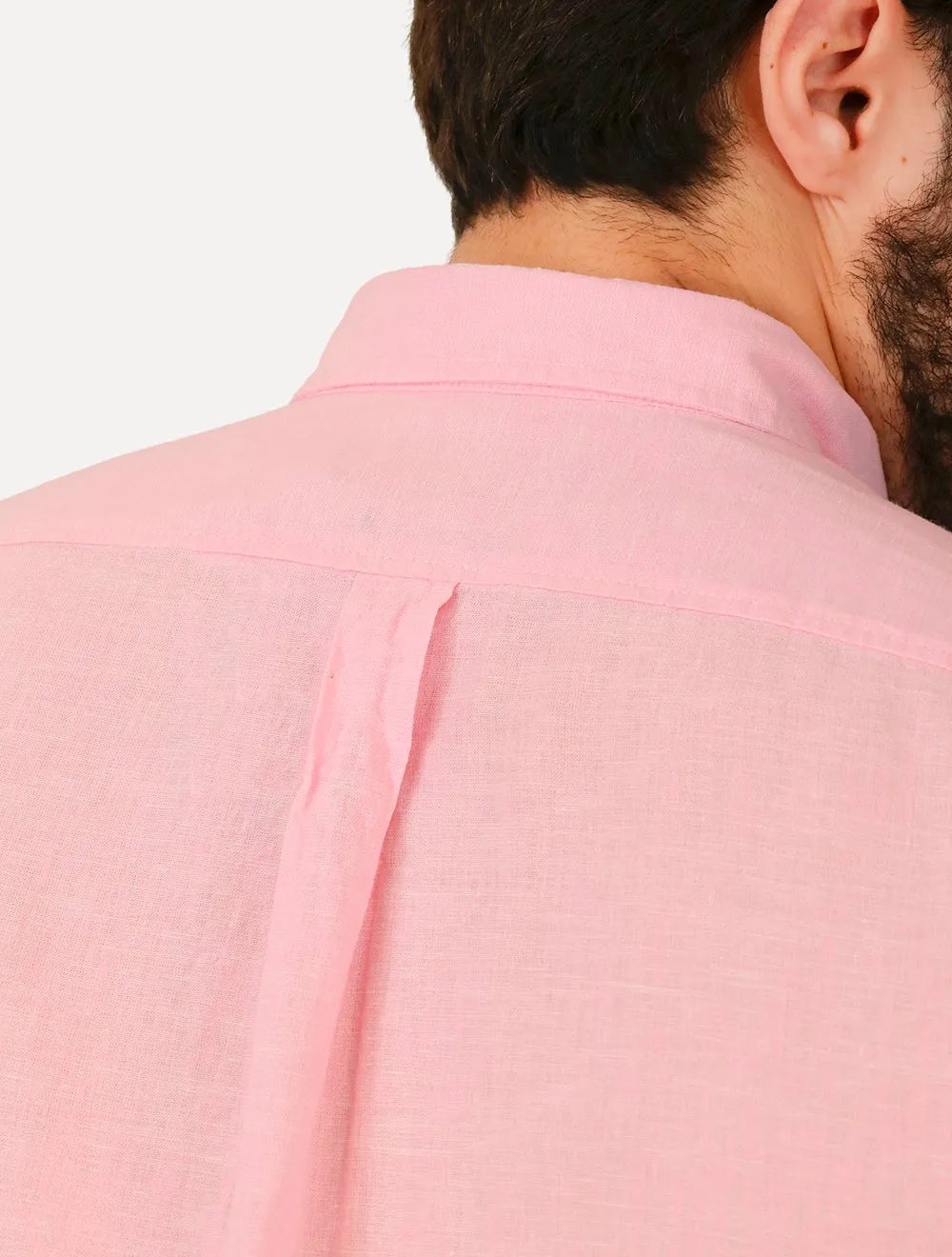 Camisa Ralph Lauren Masculina Linho Blue Icon Rosa Claro Mescla