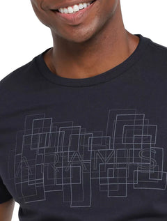 Camiseta Aramis Regular Geometric Relief Azul Marinho