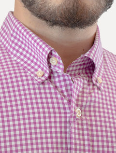 Camisa Ralph Lauren Masculina Slim Fit Stretch Poplin Roxa