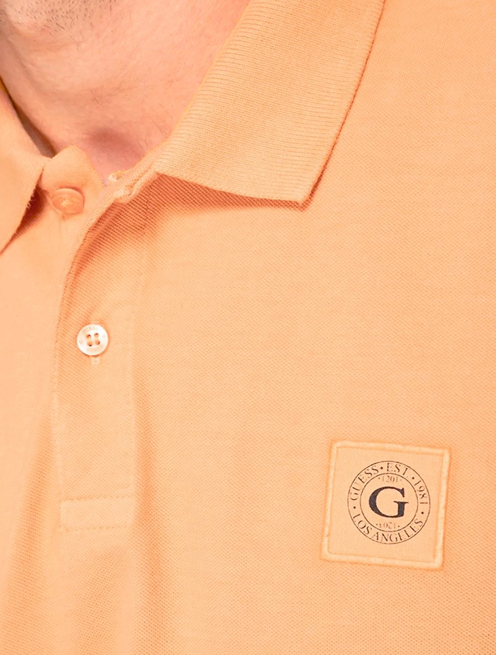Polo Guess Masculina Piquet Small Patch Laranja Claro