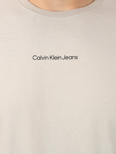 Camiseta Calvin Klein Jeans Masculina Institutional New Logo Cáqui Claro