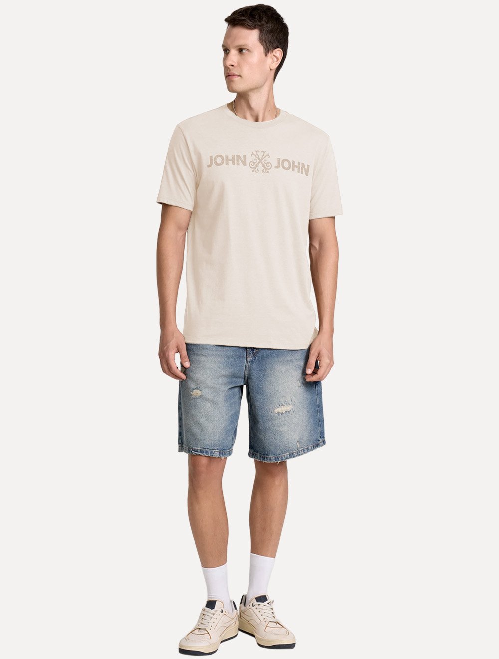 Camiseta John John Masculina JJ Basic Logo Rusty Areia