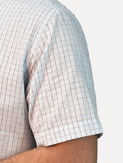 Camisa Dudalina Masculina Manga Curta Slim Confort Superfine Cotton Listrada Azul Claro