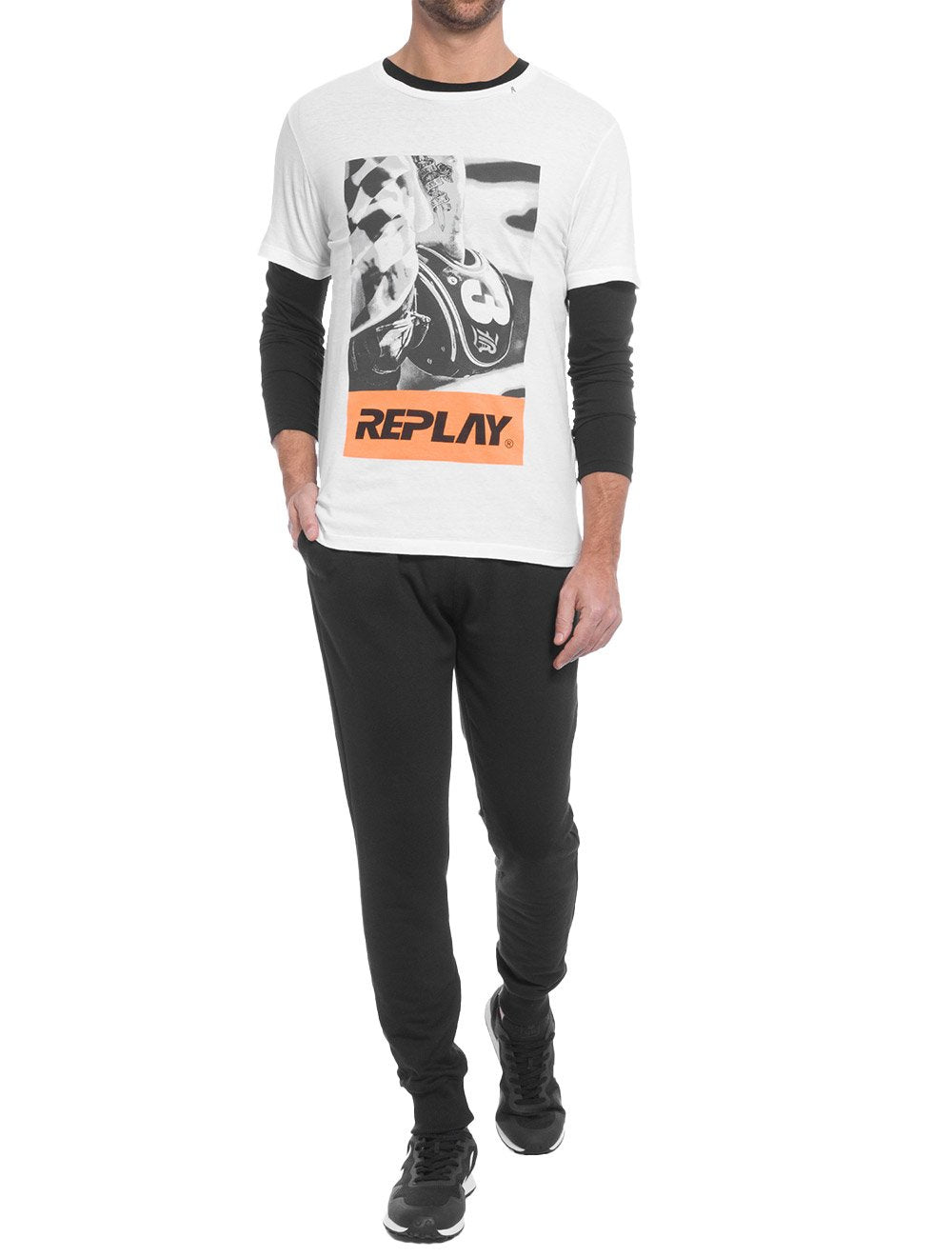 Camiseta Replay Masculina Helmet Silk Branca