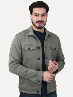 Jaqueta K&J Black Masculina Malha Ponto Roma Trucker Cinza
