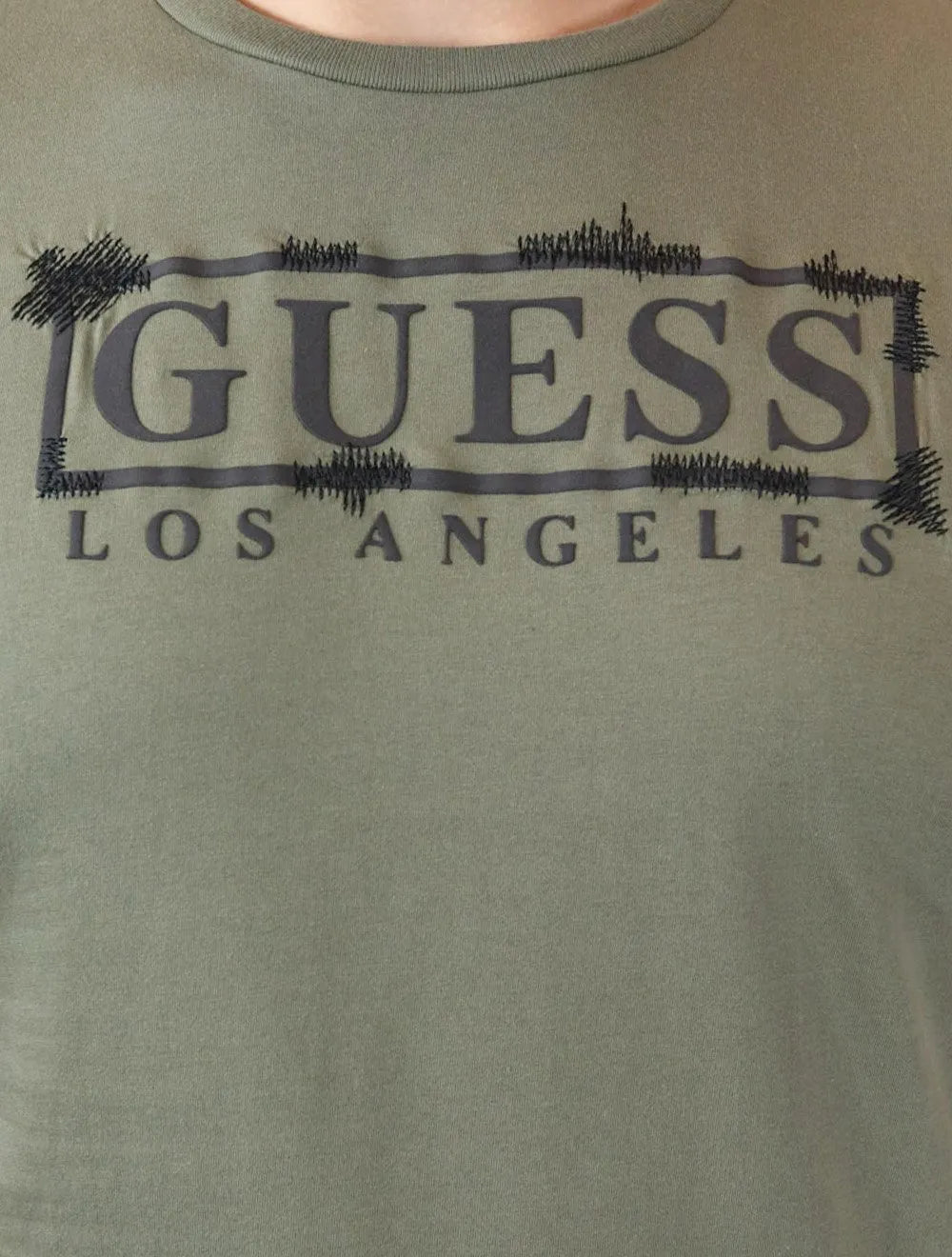 Camiseta Guess Masculina Los Angeles Rubber Scratched Verde