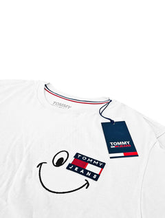 Camiseta Tommy Jeans Masculina Smiley Badge Graphic Branca