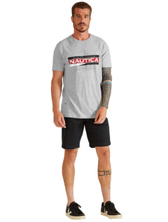 Camiseta Nautica Masculina Line Sketch Sailing Cinza Mescla