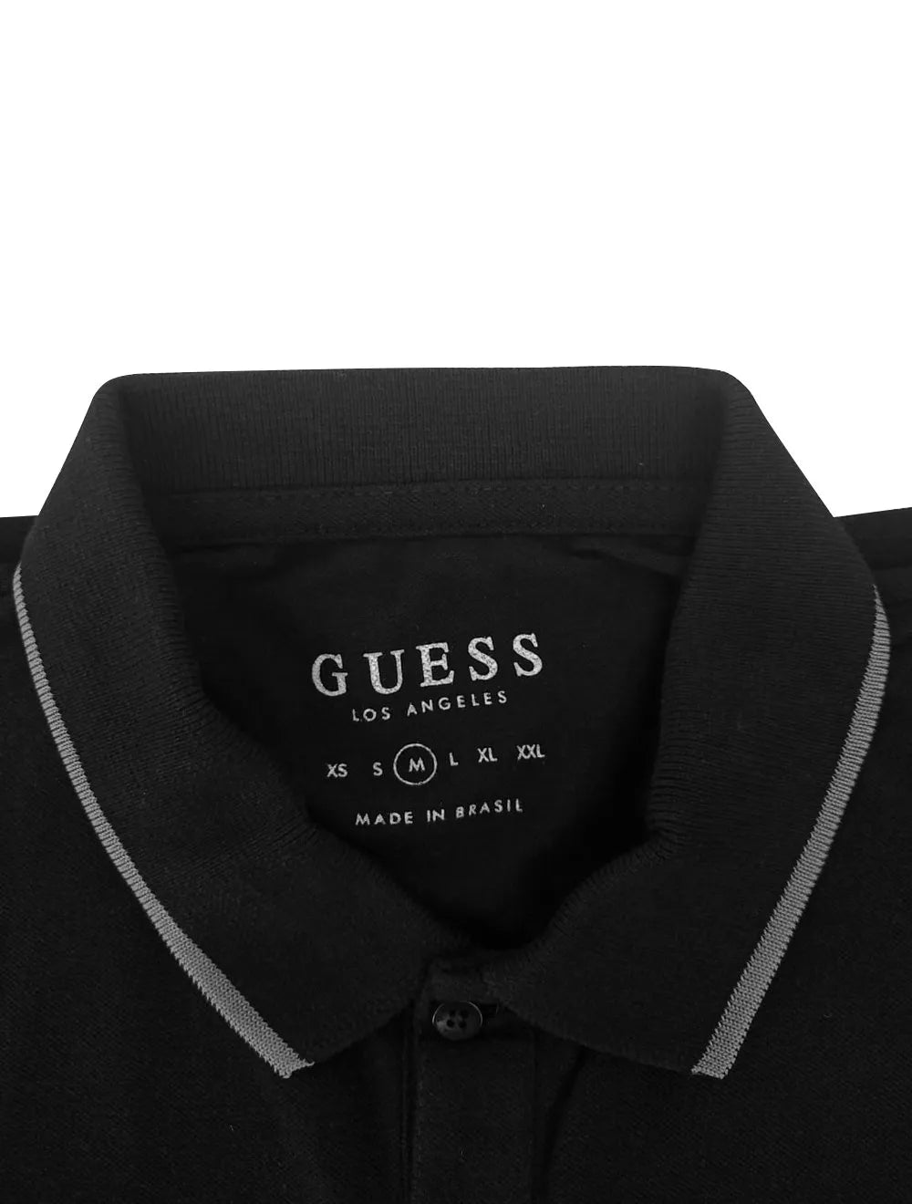Polo Guess Masculina Piquet Frieze Logo Bordado Preta