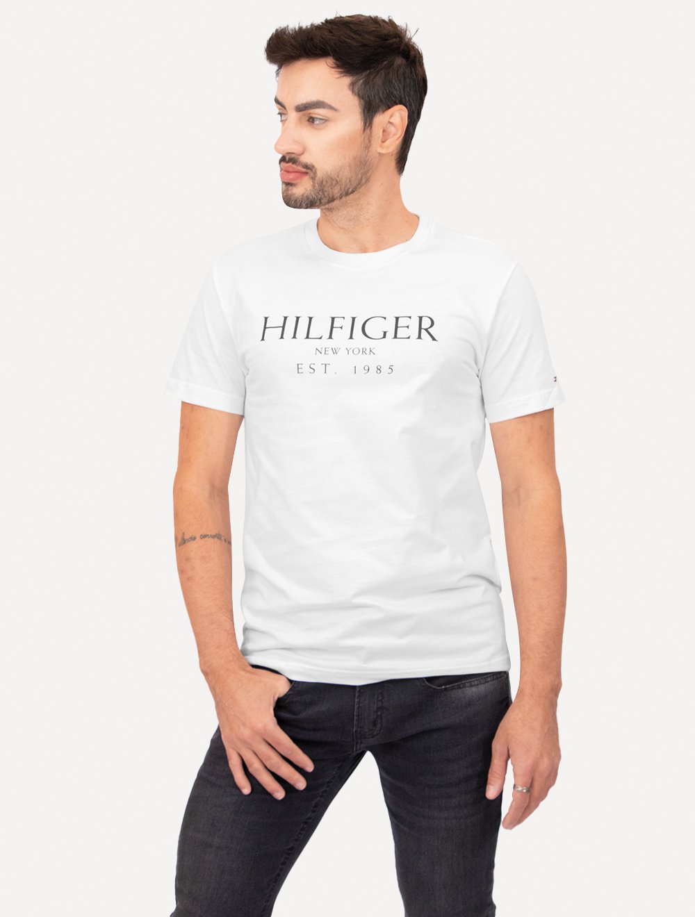 Camiseta Tommy Hilfiger Masculina Big Logo Est.1985 Branca