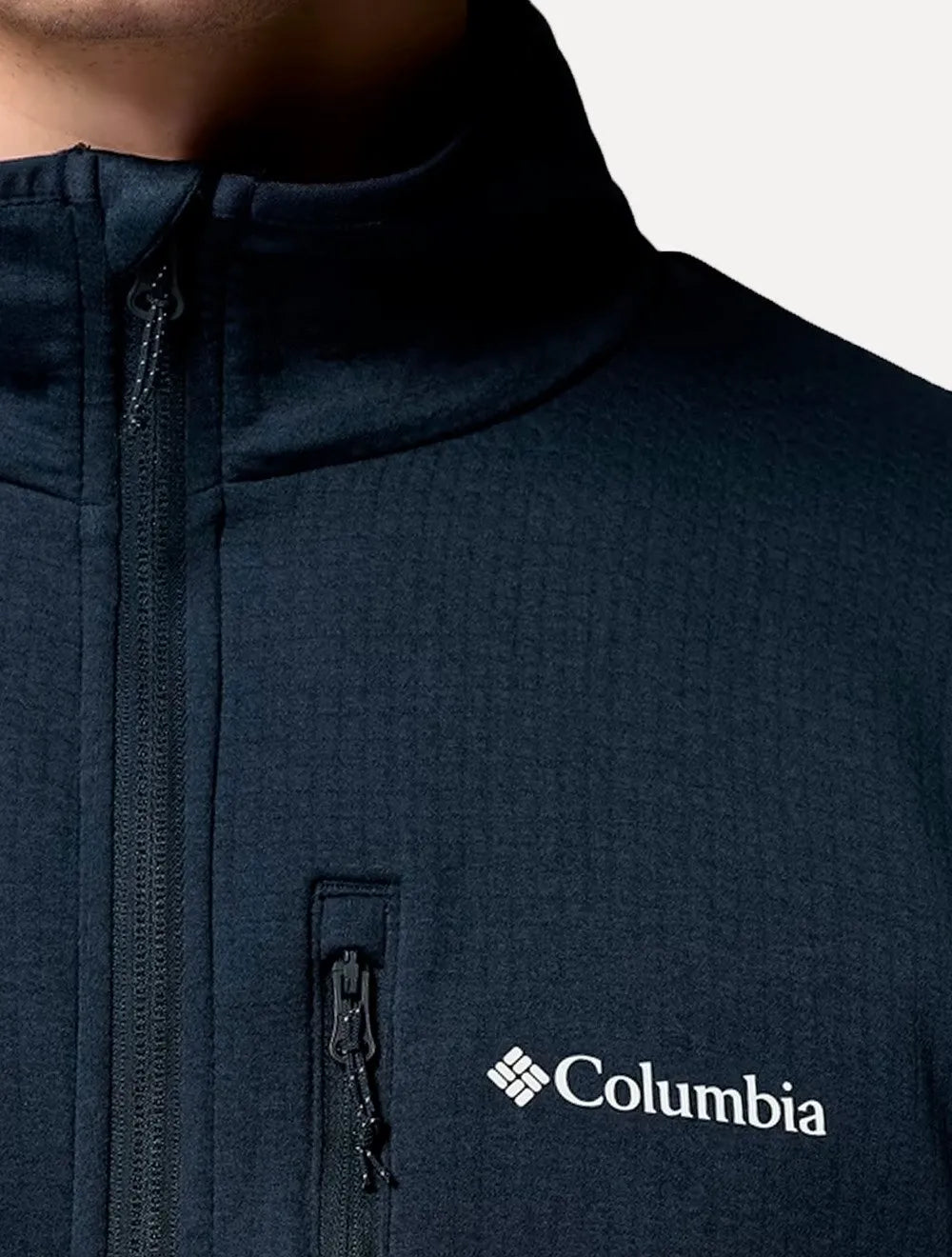 Jaqueta Columbia Masculina Fleece Hike Grid Full Zip Azul Marinho