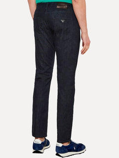 Calça Jeans Empório Armani Masculina J06 Slim Fit Stripe Azul Escuro