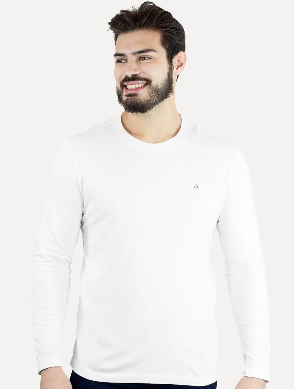 Camiseta Calvin Klein Masculina Meia Malha CK Branca