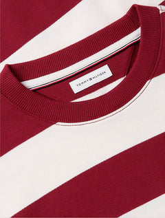 Moletom Tommy Hilfiger Masculino Crewneck Essential Terry Cáqui Claro/Bordô