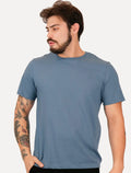 Camiseta Dudalina Masculina Essentials Modal Logo Azul Médio