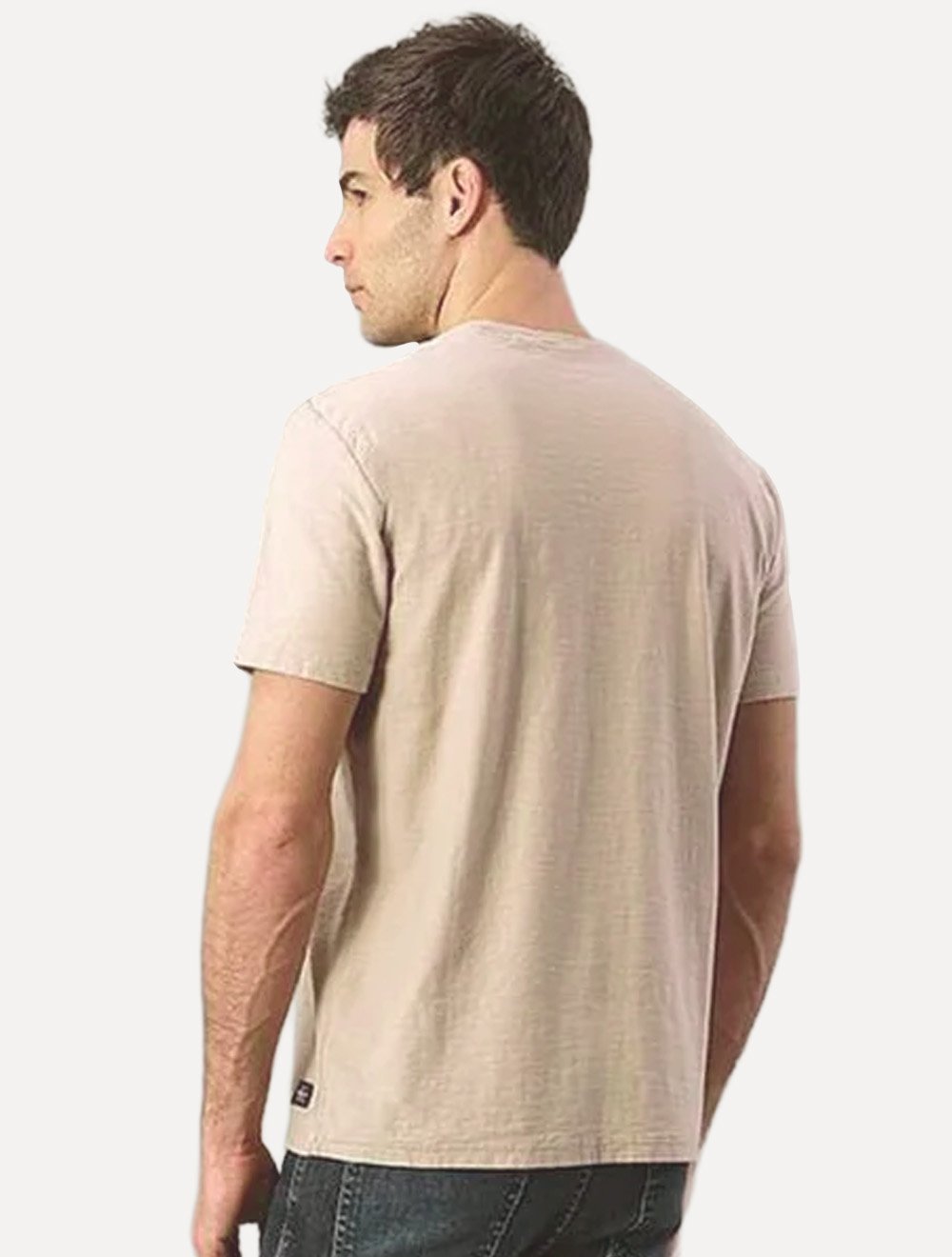 Camiseta Calvin Klein Jeans Masculina Flamê Etiqueta Cáqui Claro