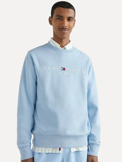 Moletom Tommy Hilfiger Masculino Fleece Logo Crewneck Azul Claro