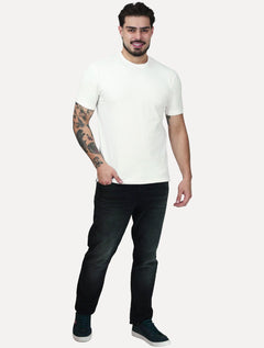 Camiseta K&J Black Cotton Flex Slim Off-White