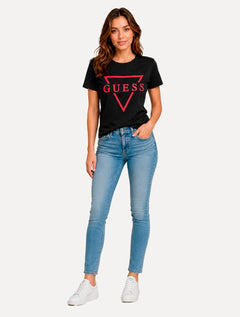 Camiseta Guess Feminina Bust Logo Preta