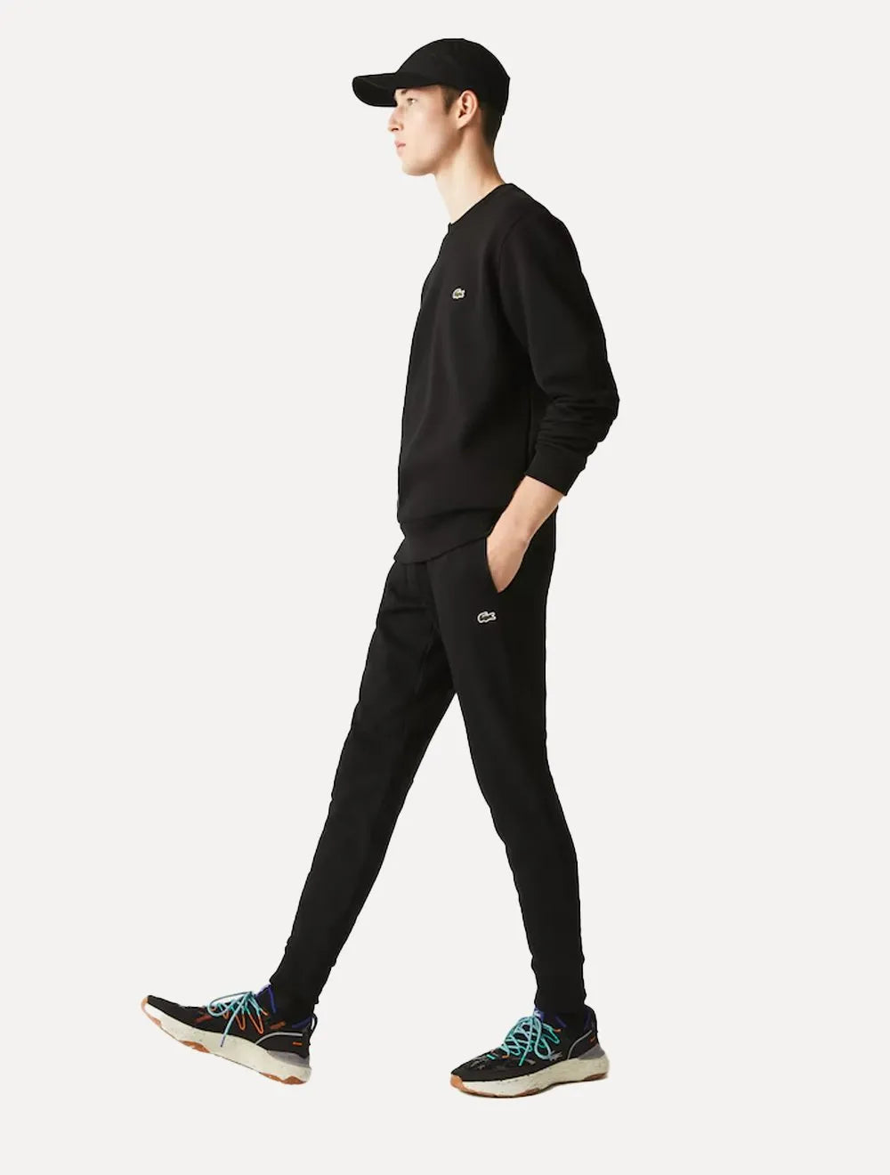 Calça Lacoste Masculina Moletom Sport Cotton Fleece Croco Preta