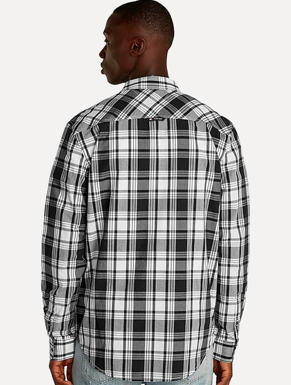 Camisa Tommy Jeans Masculina Regular Poplin Xadrez Check Preta