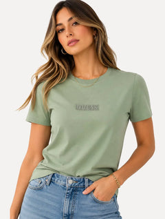 Camiseta Guess Feminina Patch Small Logo Verde Claro