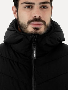 Jaqueta Calvin Klein Masculina Hoodie Matelassê Ziper Preta